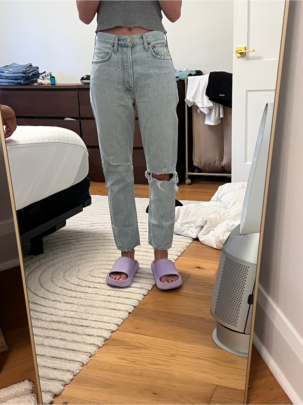 Agolde Light Blue Distressed Boyfriend Jeans